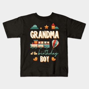 Grandma Of The Birthday Boy Train Matching Family Kids T-Shirt